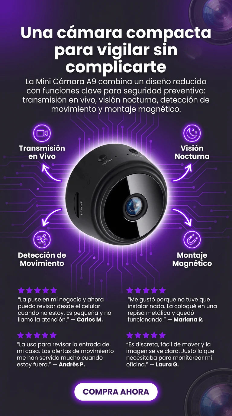 Mini Cámara Seguridad WIFI HD Visión Nocturna Recargable